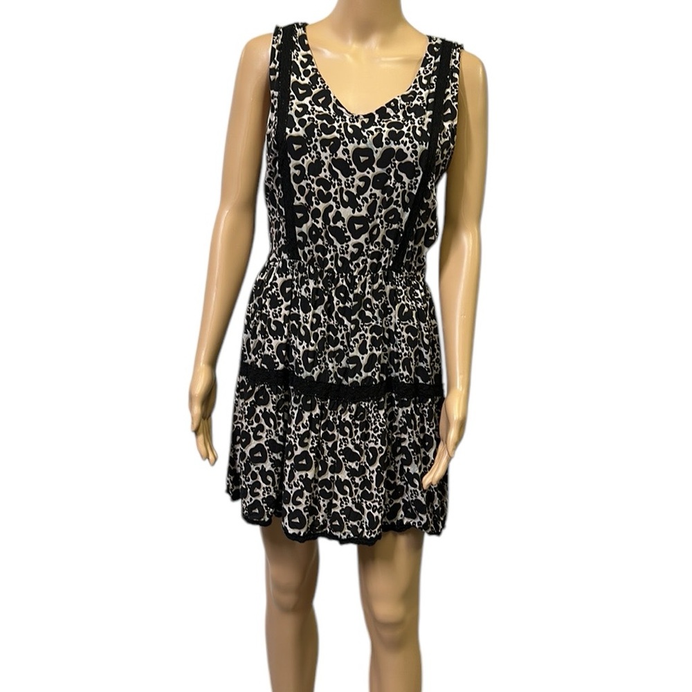 Rayon Chances R Animal Print Lace Accent Pullover Sleeveless Dress Womens XL
